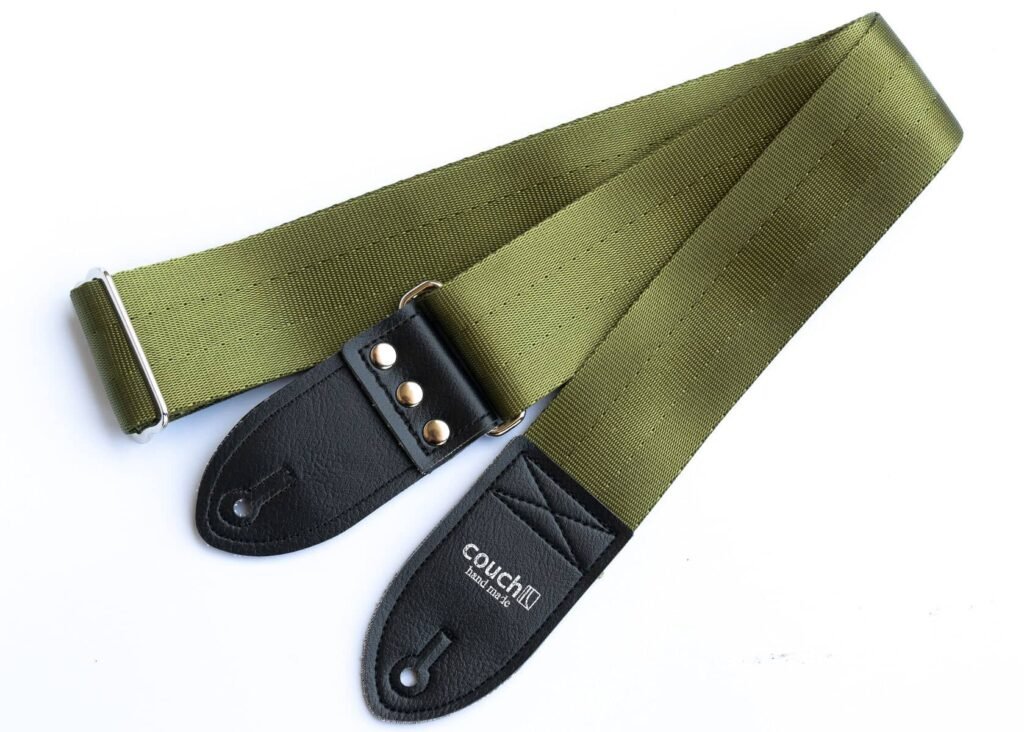 army_green_seatbelt_guitar_strap_