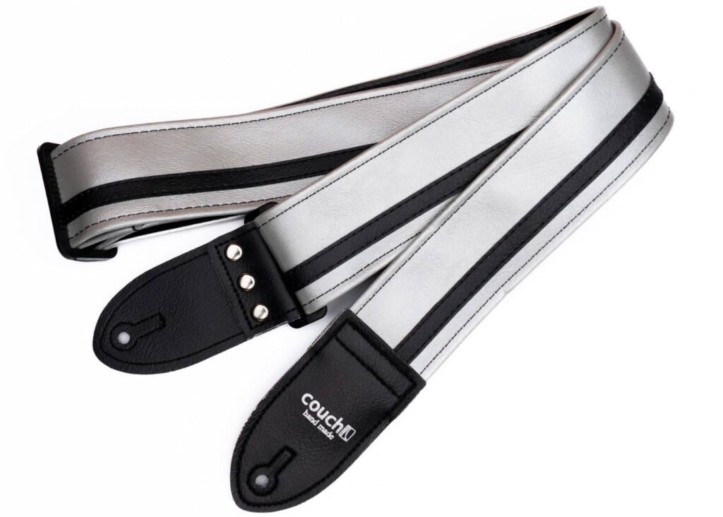 silver-striped-guitar-strap