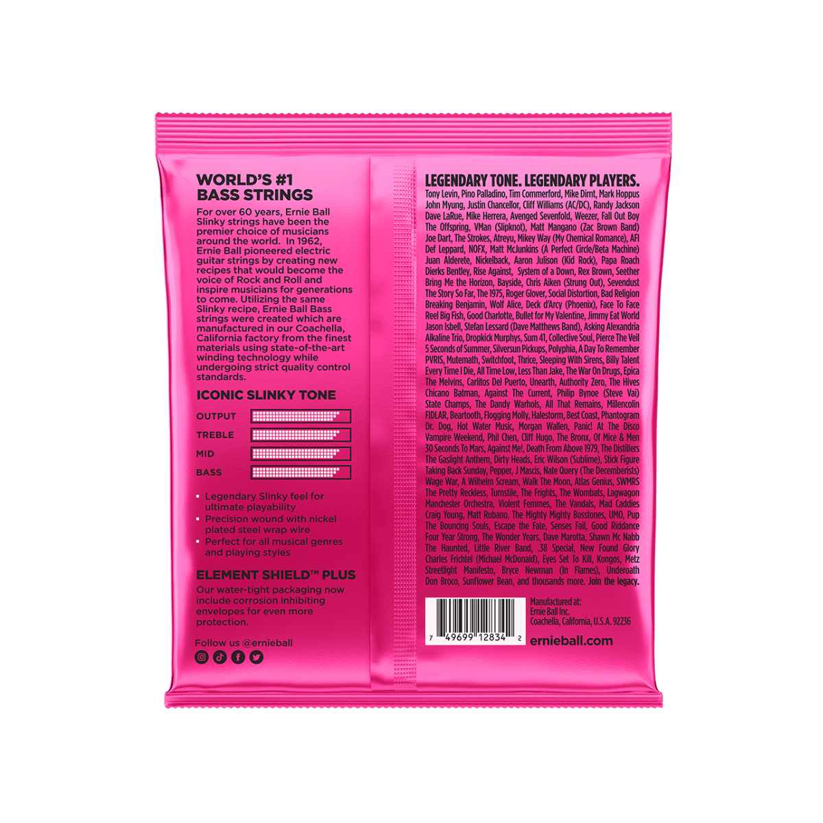 cuerdas ernie ball super slinky para bajo de 4 cuerdas