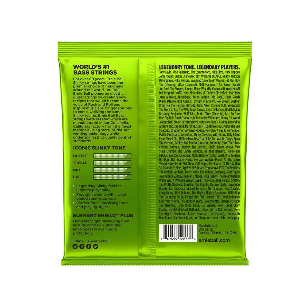 cuerdas ernie ball para bajo de 5 cuerdas