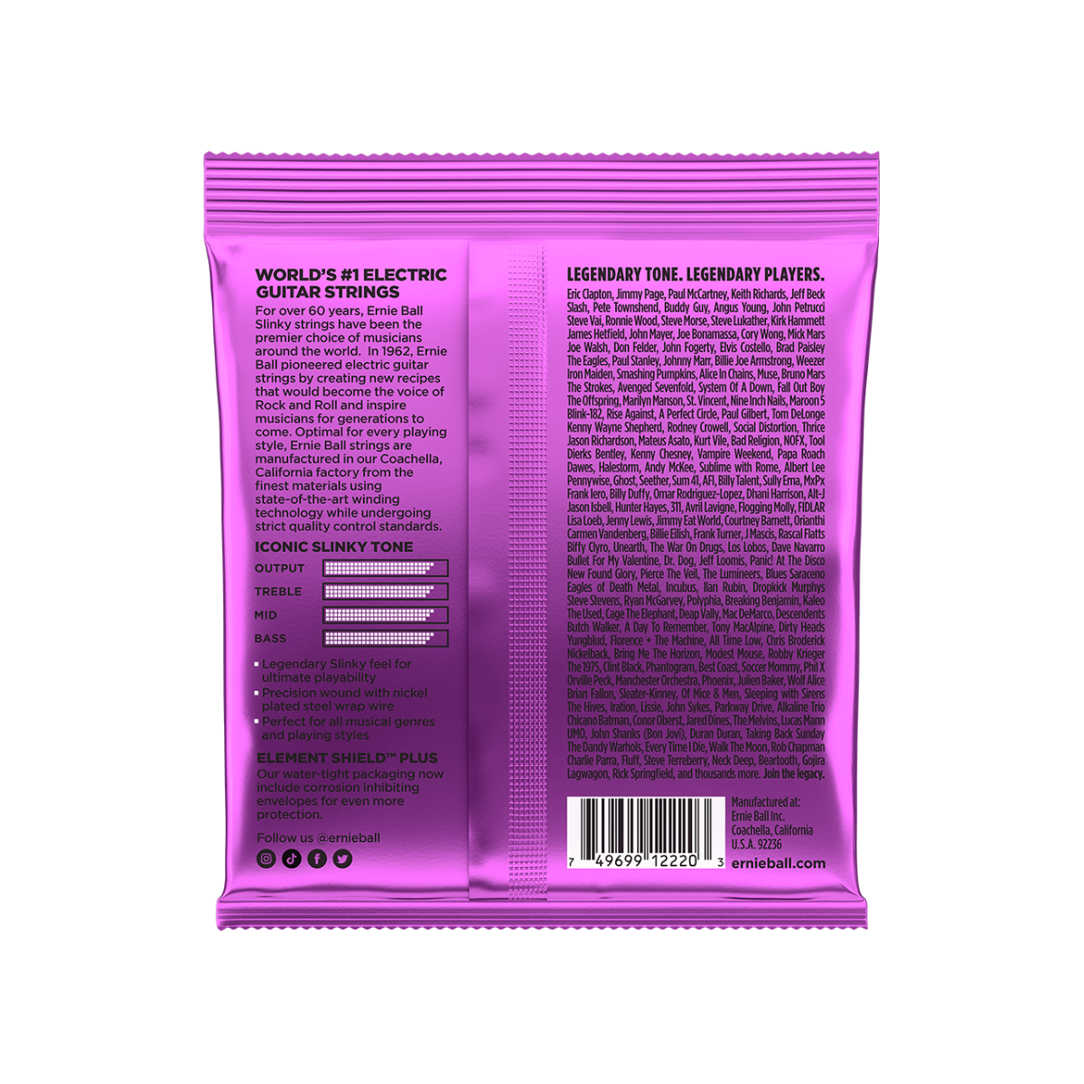cuerdas de guitarra eléctrica ernie ball power slinky